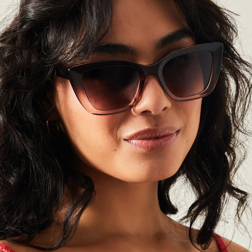 Brown Ombre Crystal Cateye Sunglasses