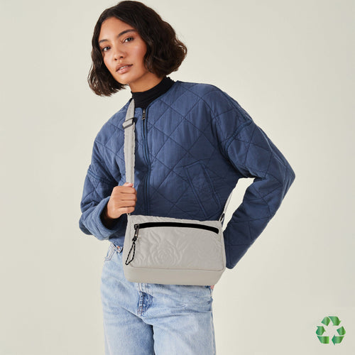 Cream Recycled Polyester Floral Quilted Camera Bag