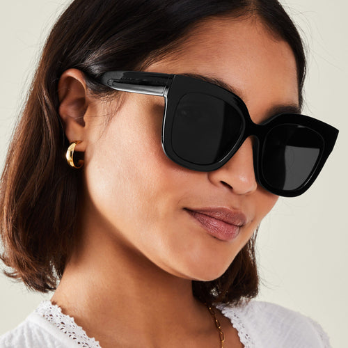 Black Chunky Solid Black Oversize Sunglasses