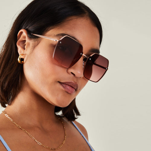 Gold Hexagonal Ombre Sunglasses