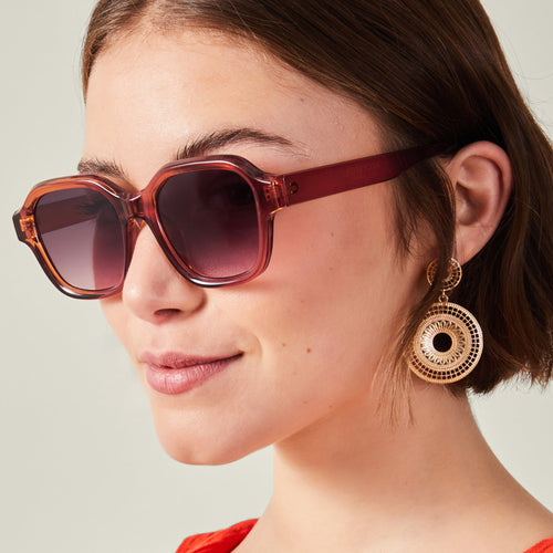 Orange Crystal Square Sunglasses