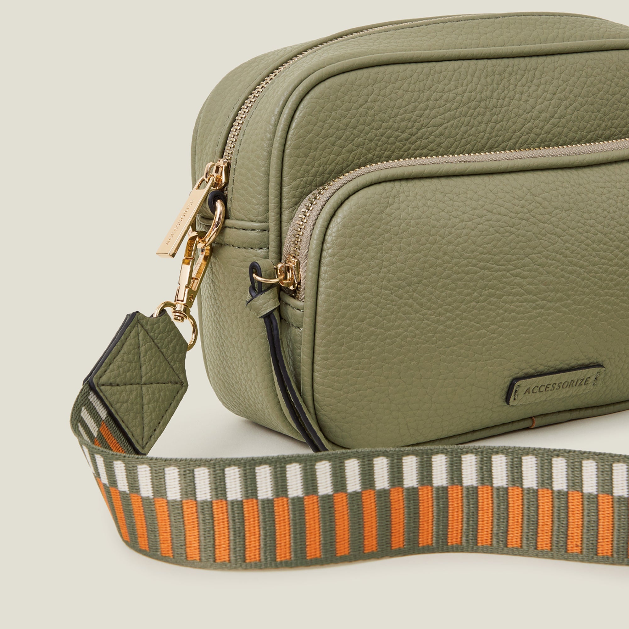 Accessorize London Women's Green Dina Double Zip Camera Bag