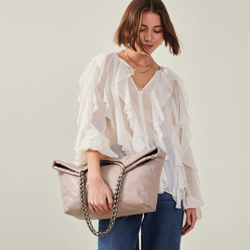 Mink Chain Strap Faux Leather Shoulder Bag