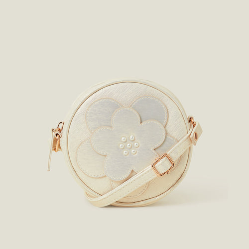 Girls Round Applique Flower Bag