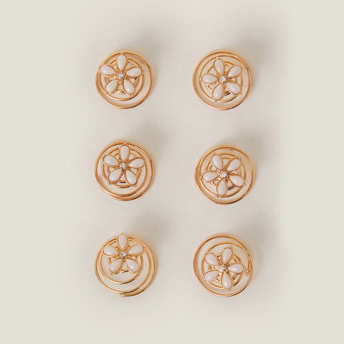 Gold Girls Flower Spiral Hair Clips Set Of 6