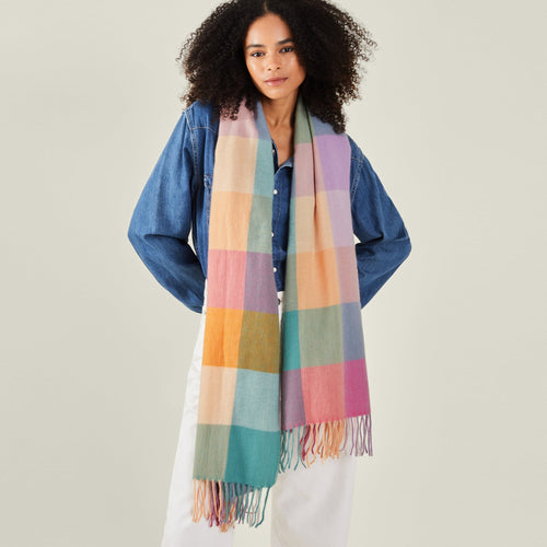 Multi Woven Colour Block Blanket Scarf