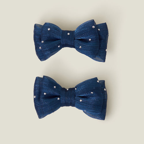 Navy 2-Pack Sparkle Bow Hair Clips