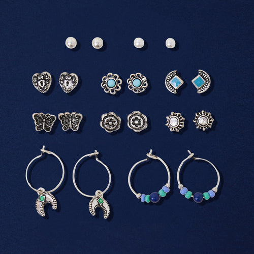 Multimixed Stud And Hoop Earrings Pack Of 10