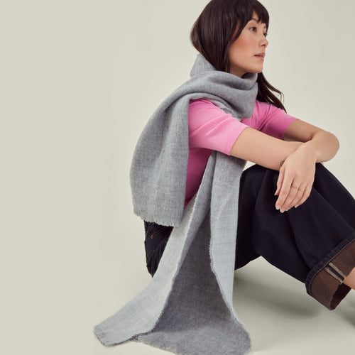 Grey Two Tone Blanket Scarf