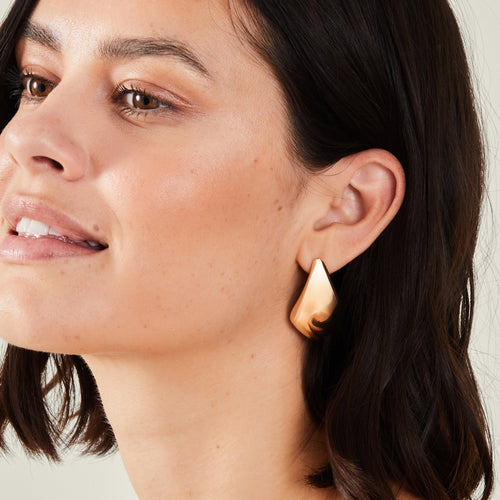 Gold Sculptural Diamond Drop Earrings