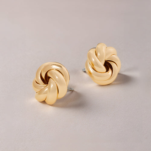 Gold Twist Knot Stud Earrings