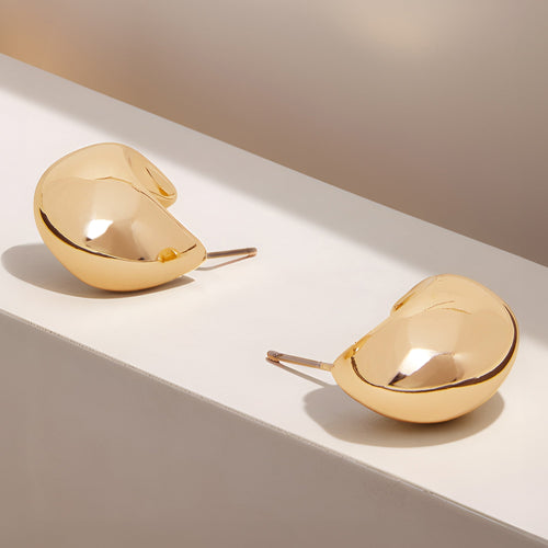 Gold Chunky Curve Drop Earrings