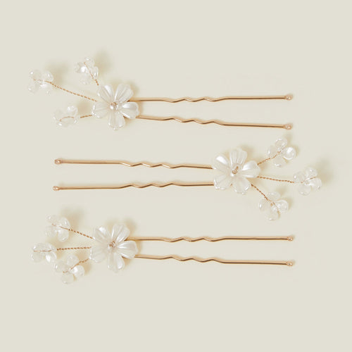 Gold Flower Hair Pins Set Of 3