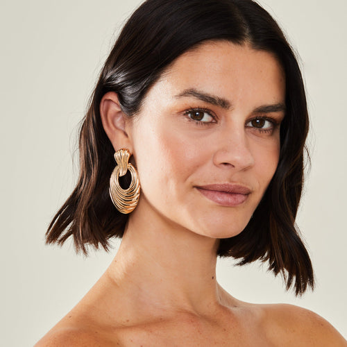 Gold Swirly Door Knocker Earrings