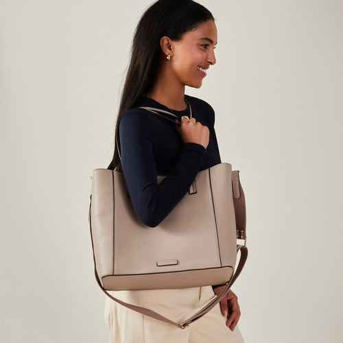 Nude Faux Leather Shoulder Bag