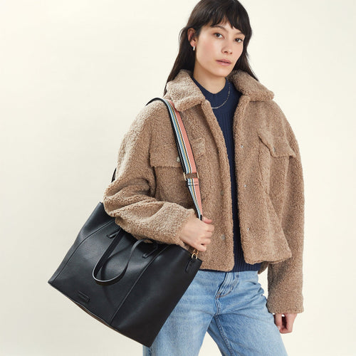 Black Faux Leather Shoulder Bag