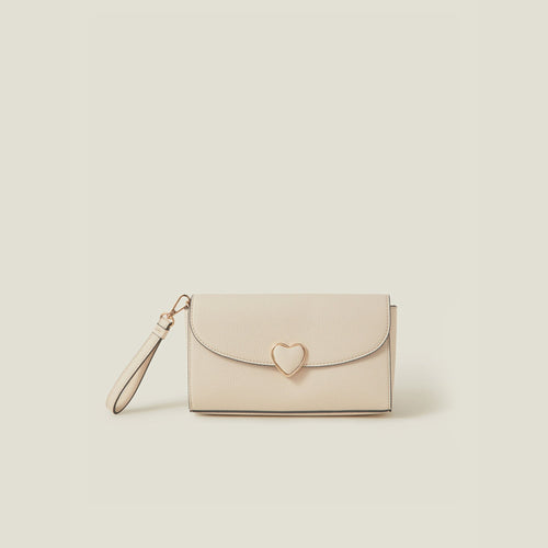 Cream Heart Clutch Bag