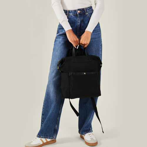 Black Nylon Canvas Backpack