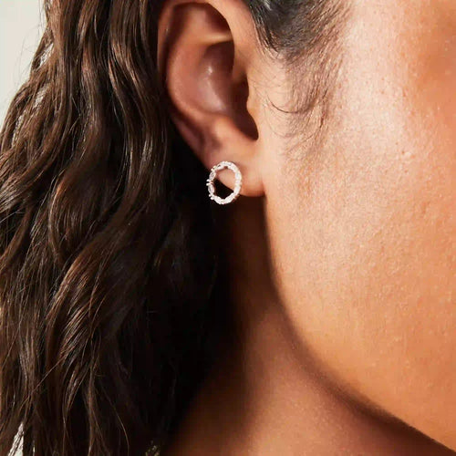 Sterling Silver-Plated Sparkle Circle Stud Earrings