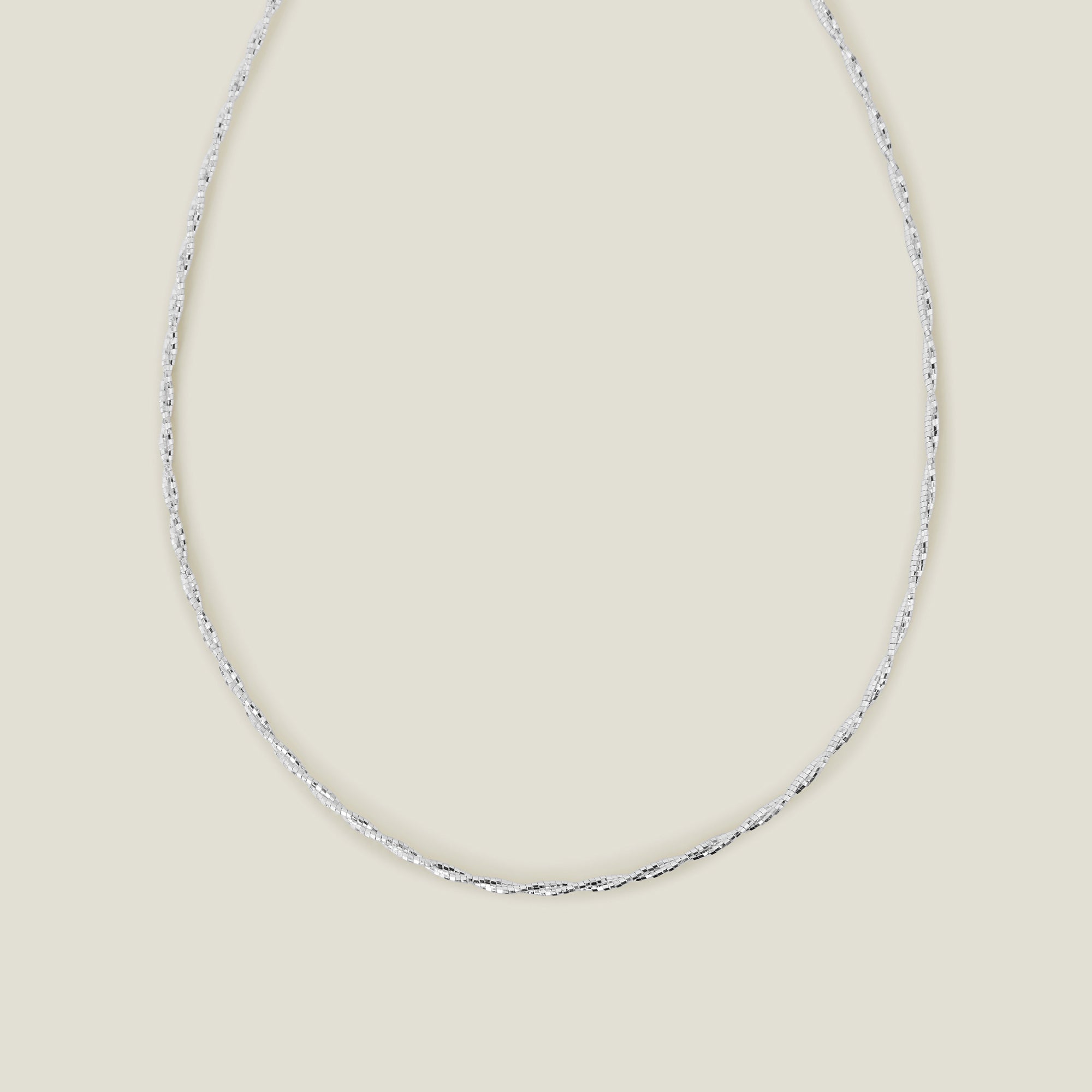 Sterling Silver-Plated Twist Chain Necklace
