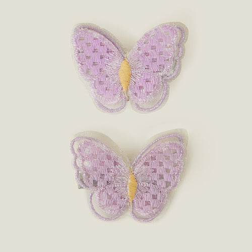 Purple 2-Pack Embroidered Butterfly Hair Clip