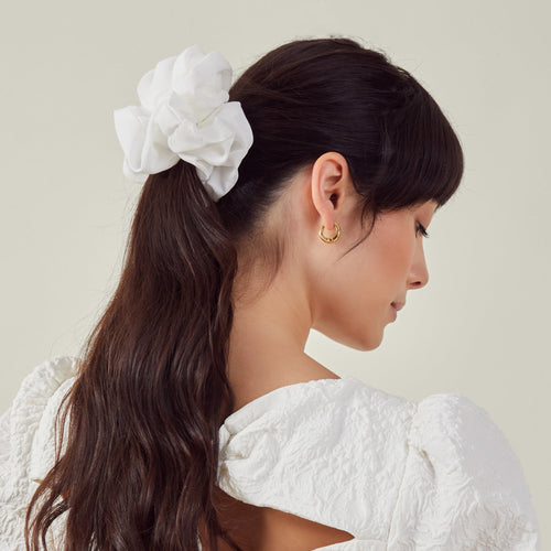 White Bridal Hair Scrunchie