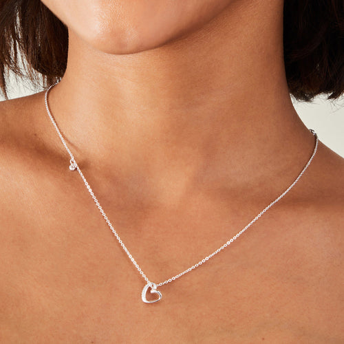 Sterling Silver-Plated Twist Heart Pendant Necklace