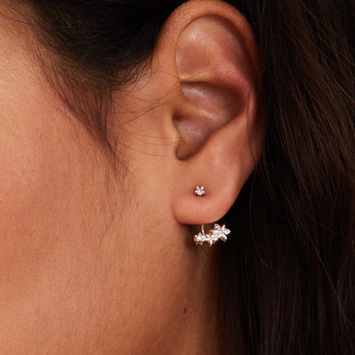 Sterling Silver-Plated Flower Back Stud Earrings