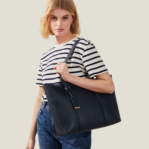 Navy Blue Classic Large Tote Bag