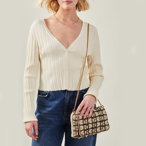Cream Shimmer Clutch Bag