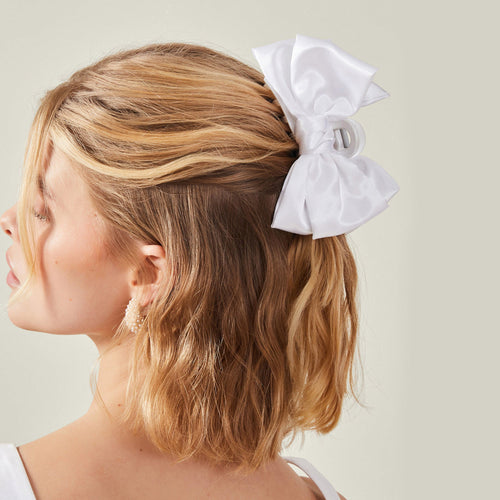 White Bridal Bow Claw Clip
