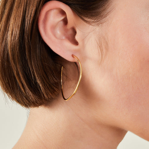 14k Real Gold-Plated Thin Molten Hoop Earrings
