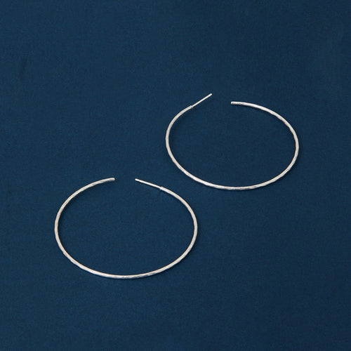 Sterling Silver-Plated Large Diamond Cut Hoop Earrings