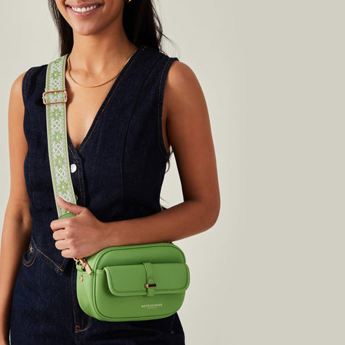 Green Camera Webbing Strap Sling Bag