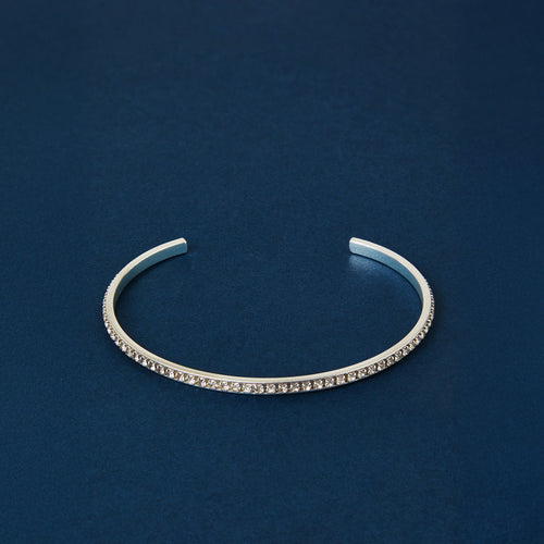 Sterling Silver-Plated Diamante Bangle