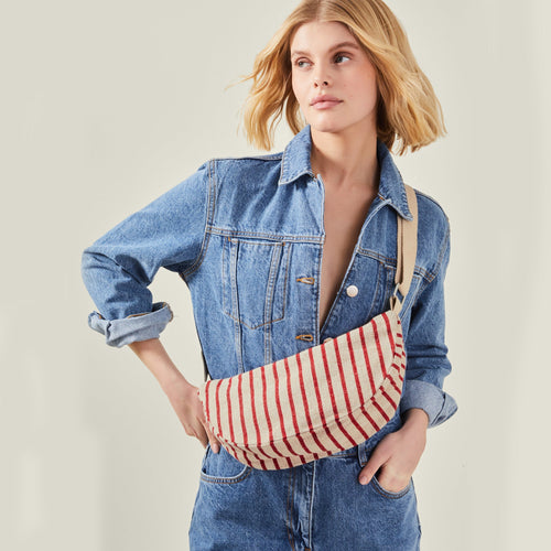 Red And Cream Stripe Sling Bag