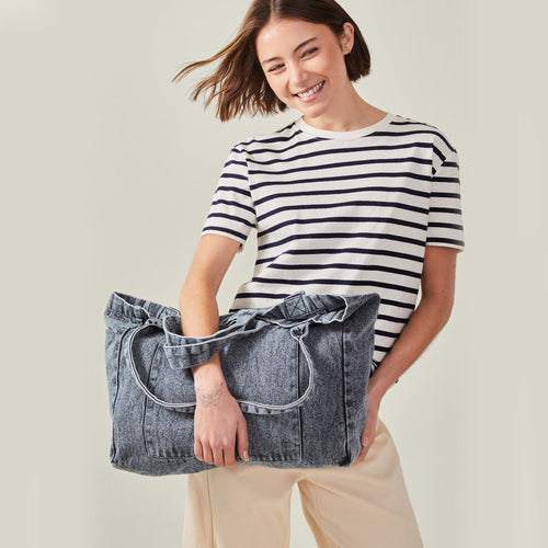 Blue Washed Denim Tote Bag