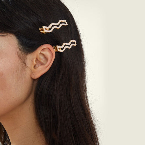 Pink Resin Wiggle Snap Hair Clip Set Of 2