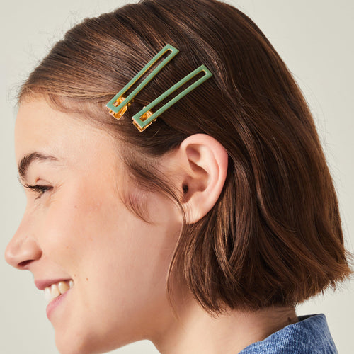 Resin Snap Hair Clip Set Of 2