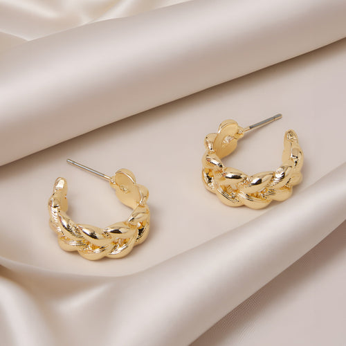 Gold Plait Hoop Earrings Pack of 3