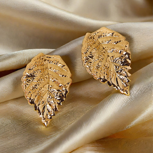 Gold Leaf Stud Gold Earrings
