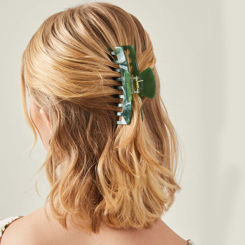 Green Resin Hair Claw Clip