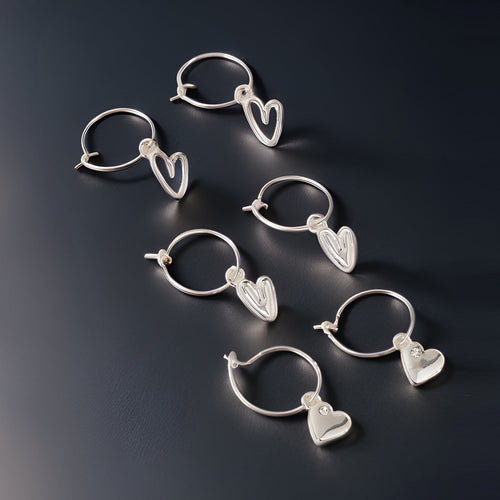 Silver Heart Hoop Earrings Pack of 3