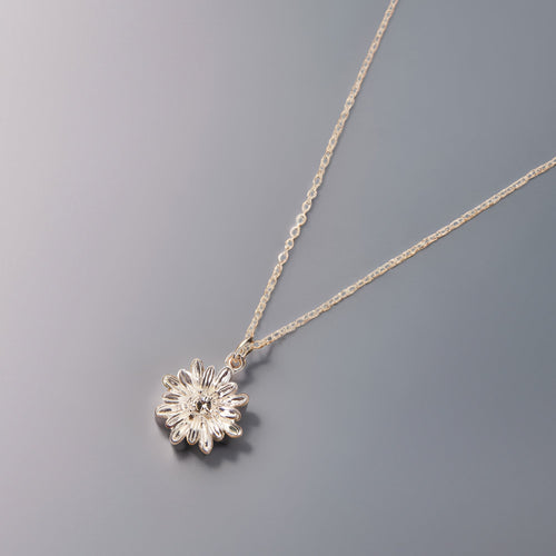 Silver Flower Gem Pendant Necklace