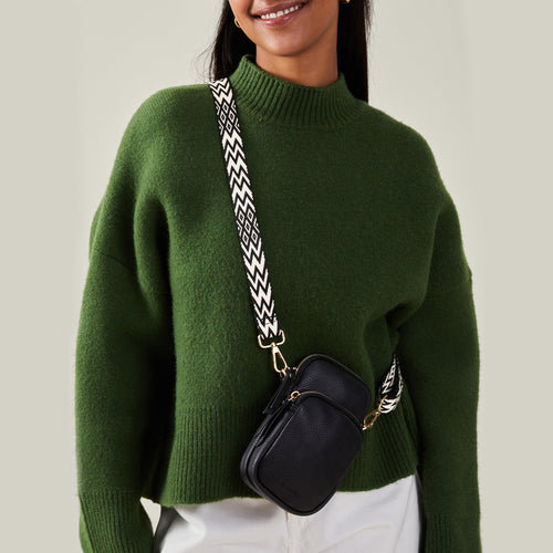 Black Webbing Strap Phone Bag