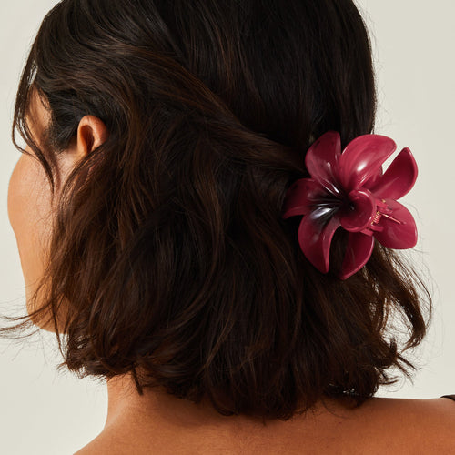 Red Flower Claw Clip
