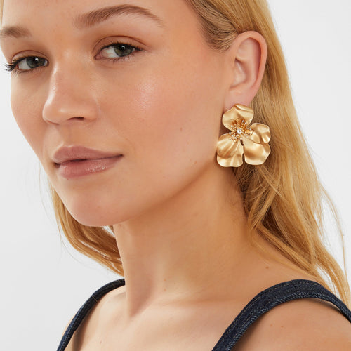 Statement Diamante Flower Stud Earrings