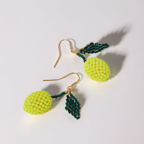Lemon Beaded Drop Earrings