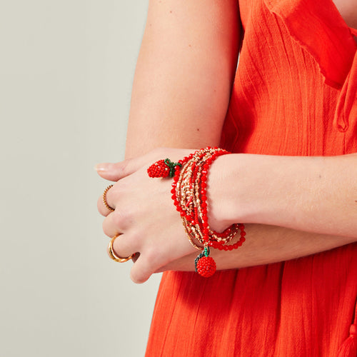 Red Beaded Cherry Stretch