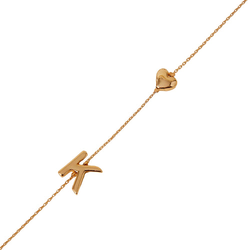 Gold Heart Initial Gold (K) Pendant Necklace